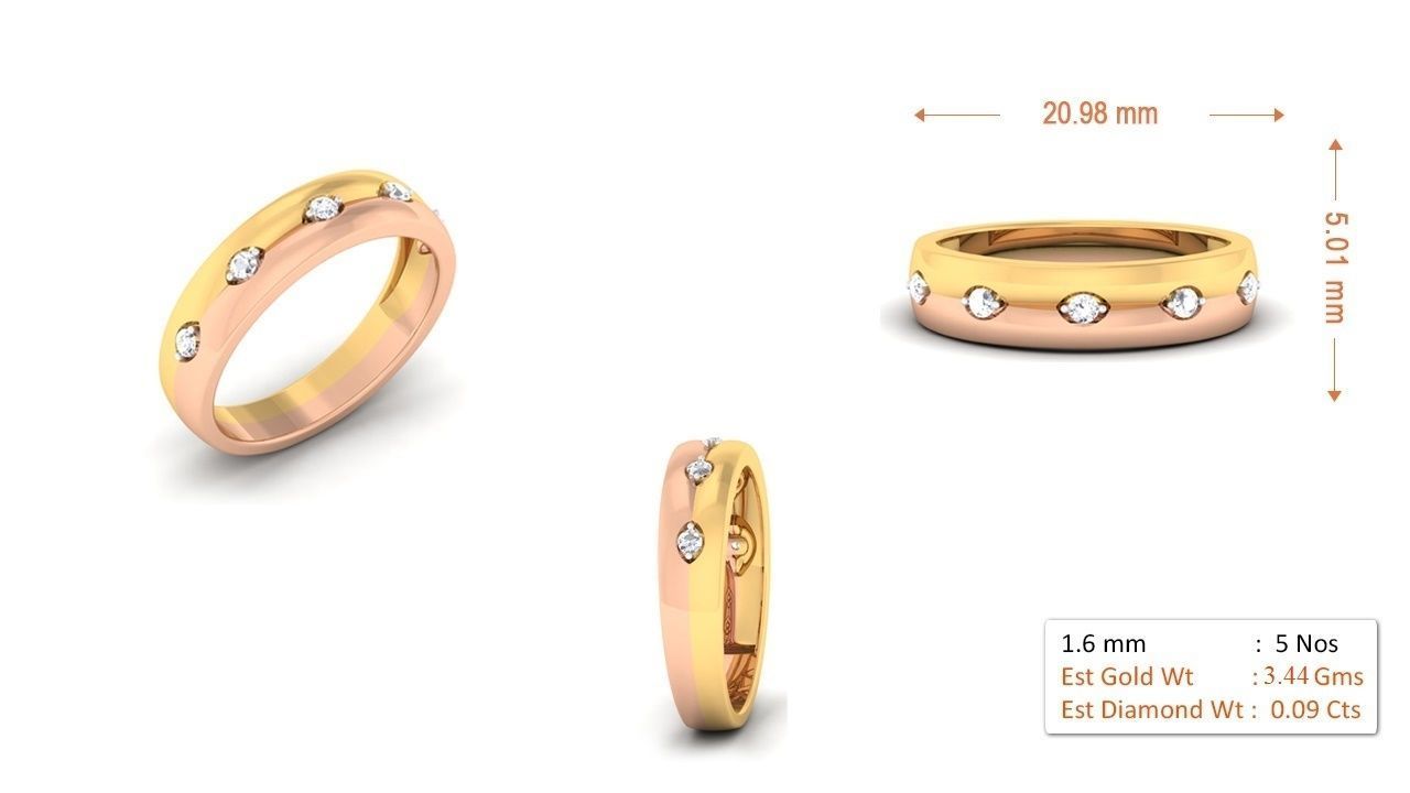 Couple Band Ring 3dm render detail  3D print model_1