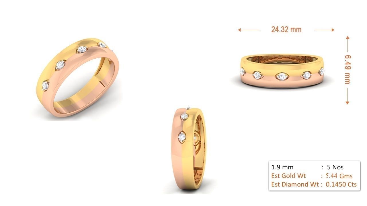 Couple Band Ring 3dm render detail  3D print model_2