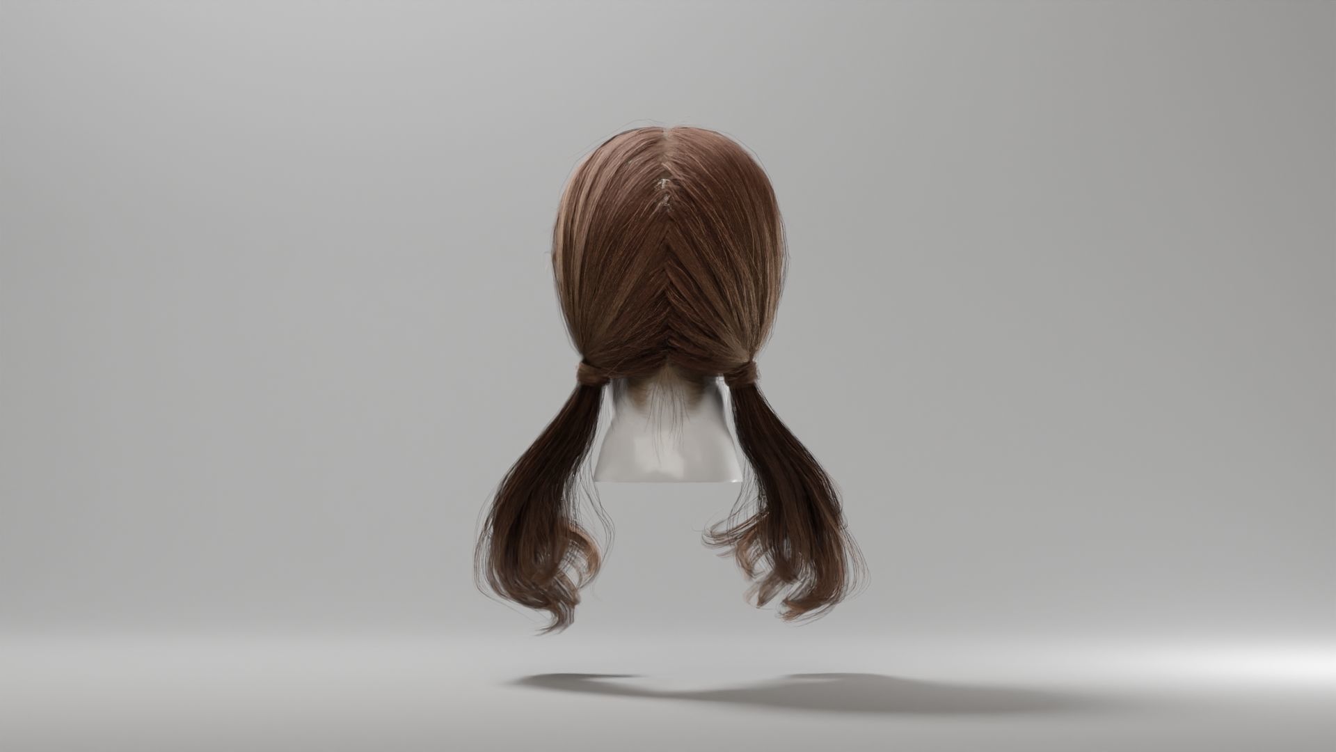 Realistic Female Hair 1 Low-poly 3D model_4