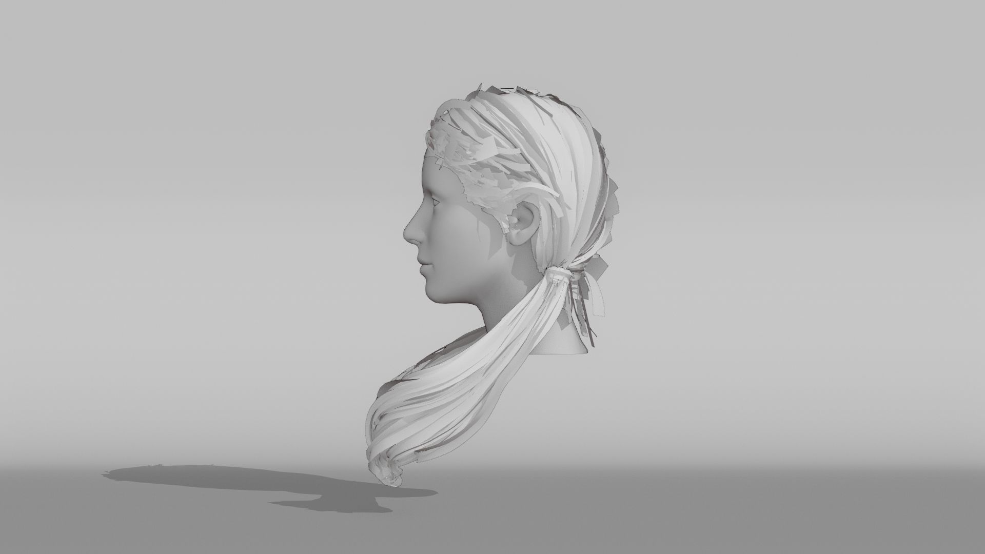 Realistic Female Hair 1 Low-poly 3D model_10