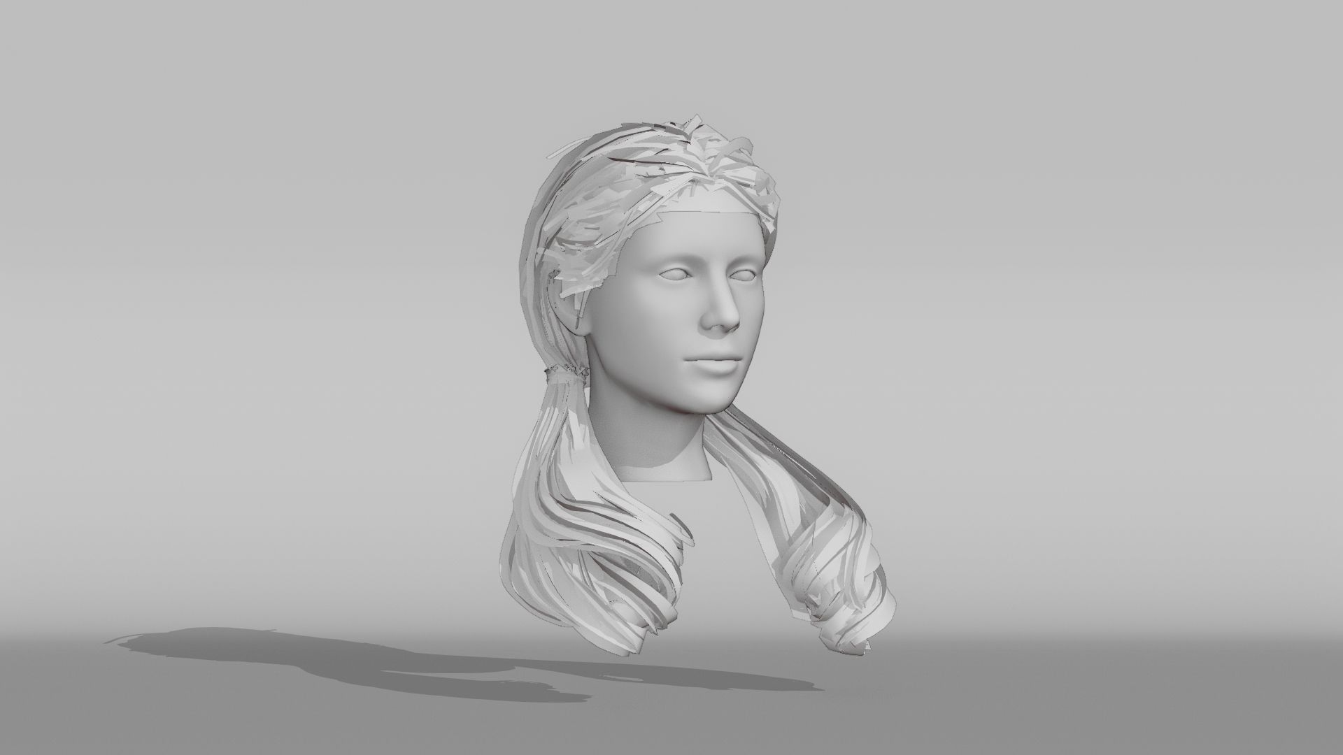 Realistic Female Hair 1 Low-poly 3D model_6