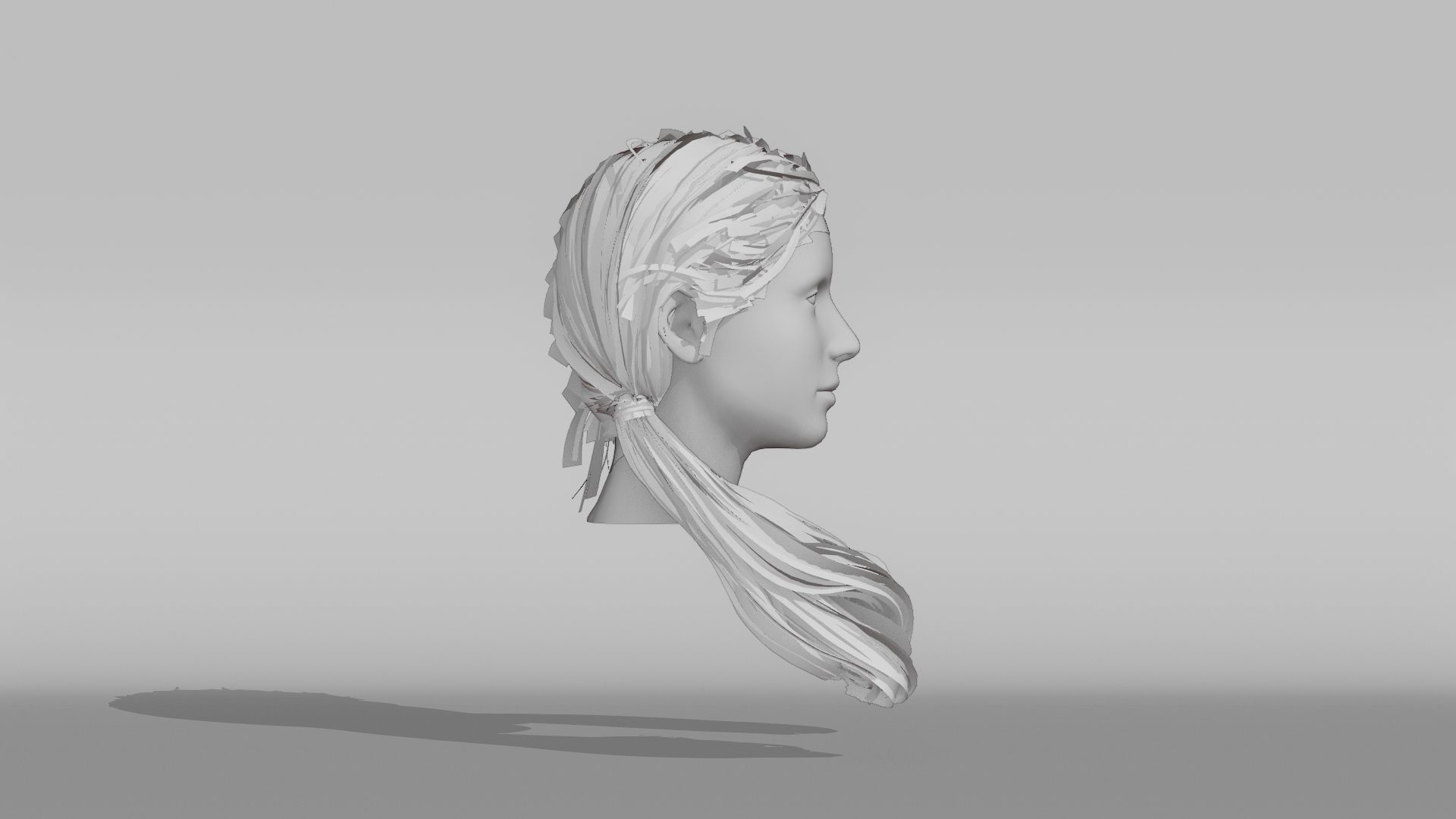 Realistic Female Hair 1 Low-poly 3D model_8