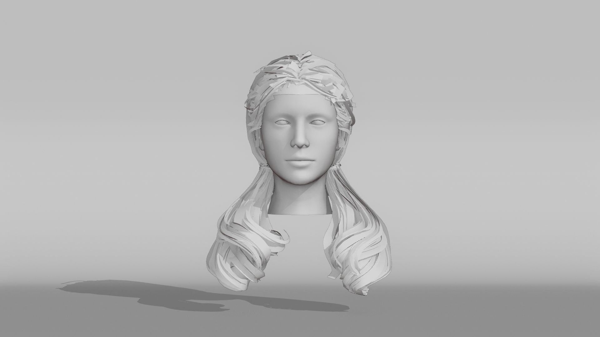 Realistic Female Hair 1 Low-poly 3D model_7