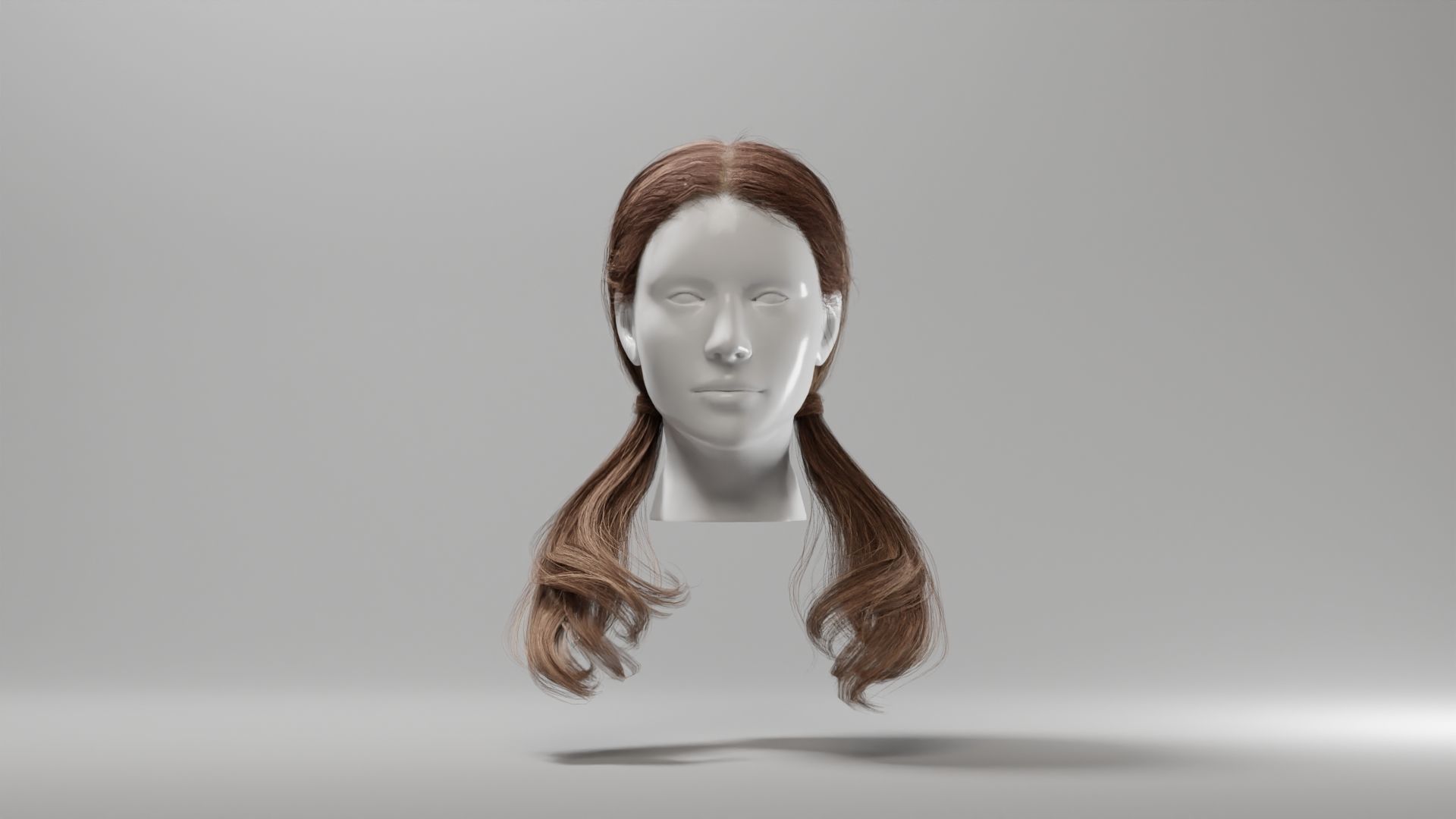 Realistic Female Hair 1 Low-poly 3D model_2