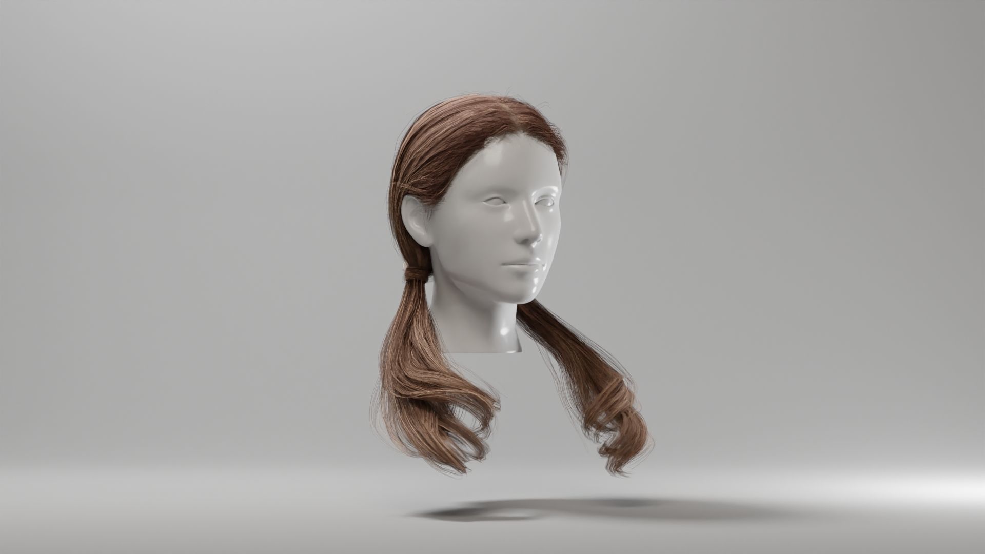 Realistic Female Hair 1 Low-poly 3D model_1