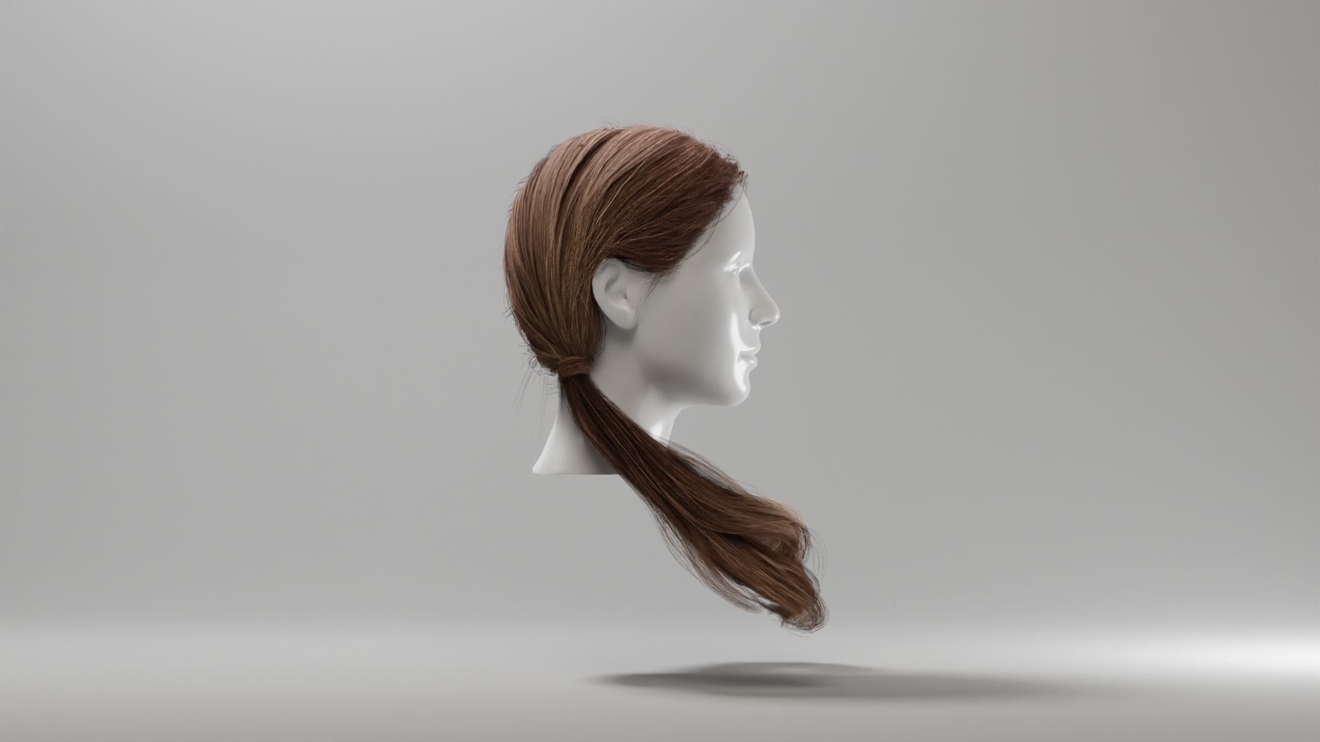 Realistic Female Hair 1 Low-poly 3D model_3
