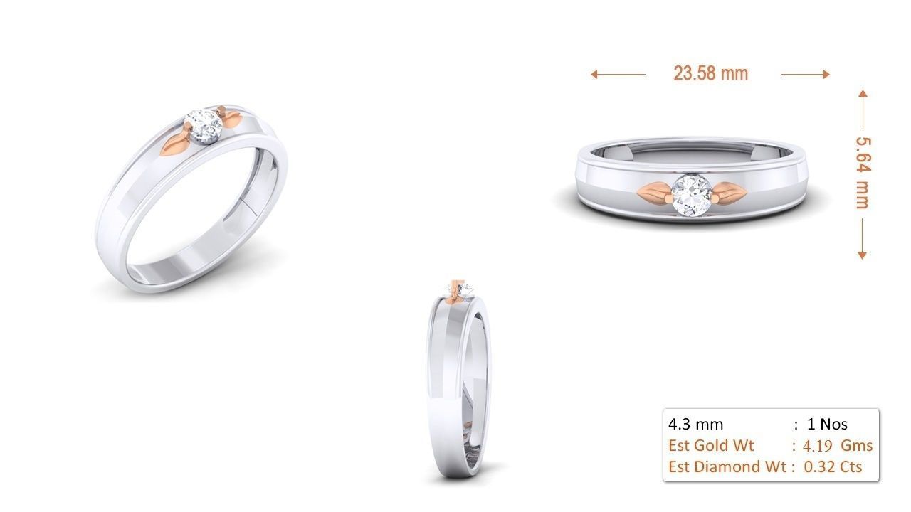 Couple Band Ring 3dm render detail  3D print model_2