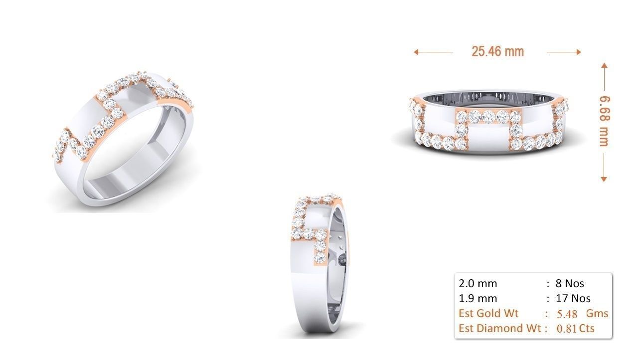 Couple Band Ring 3dm render detail  3D print model_2