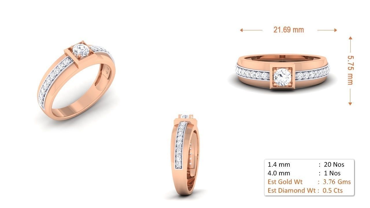 Couple Band Ring 3dm render detail  3D print model_1