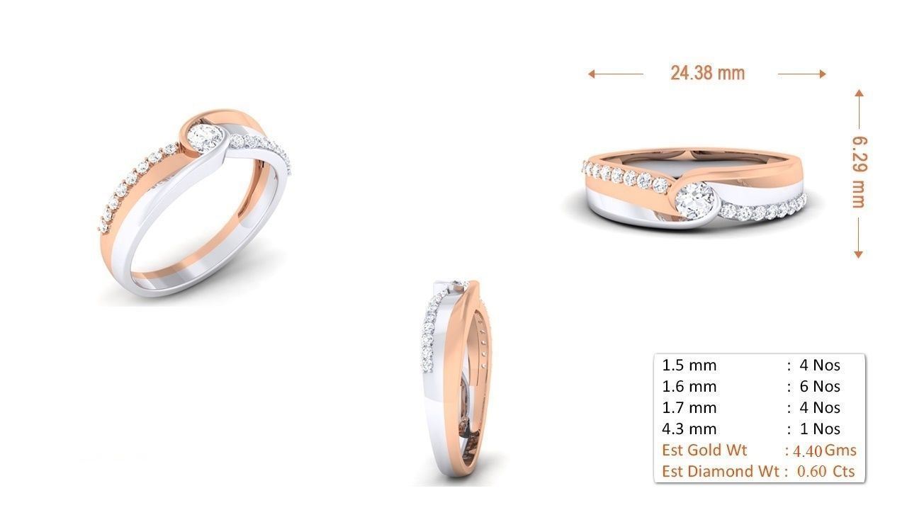 Couple Band Ring 3dm render detail  3D print model_2