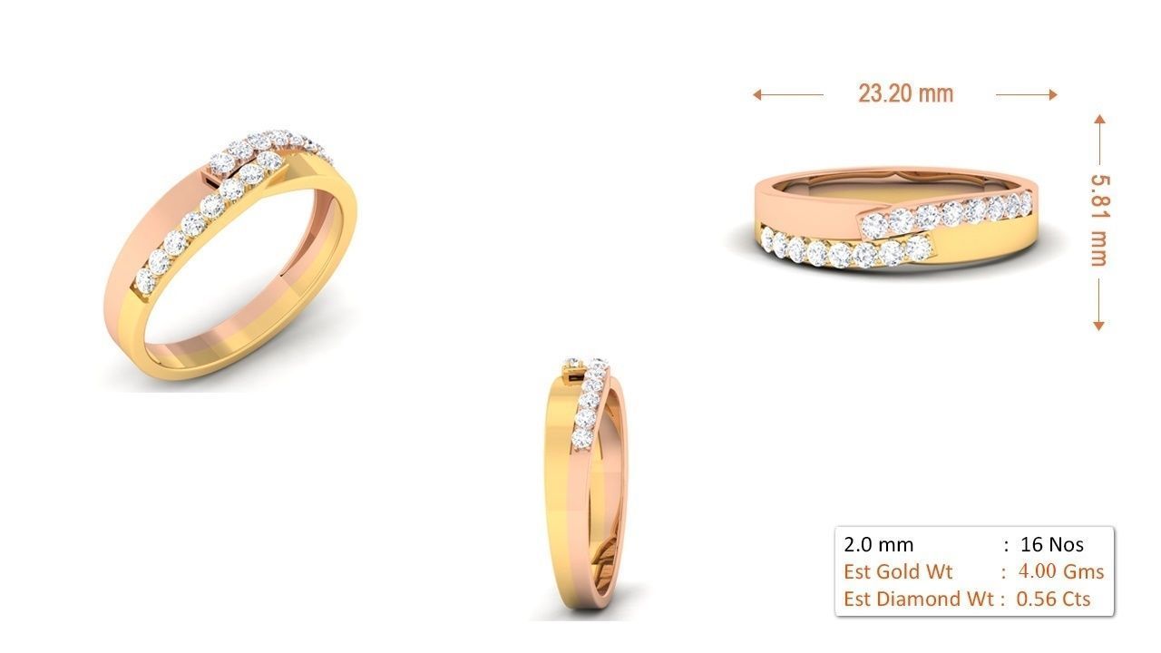 Couple Band Ring 3dm render detail  3D print model_2