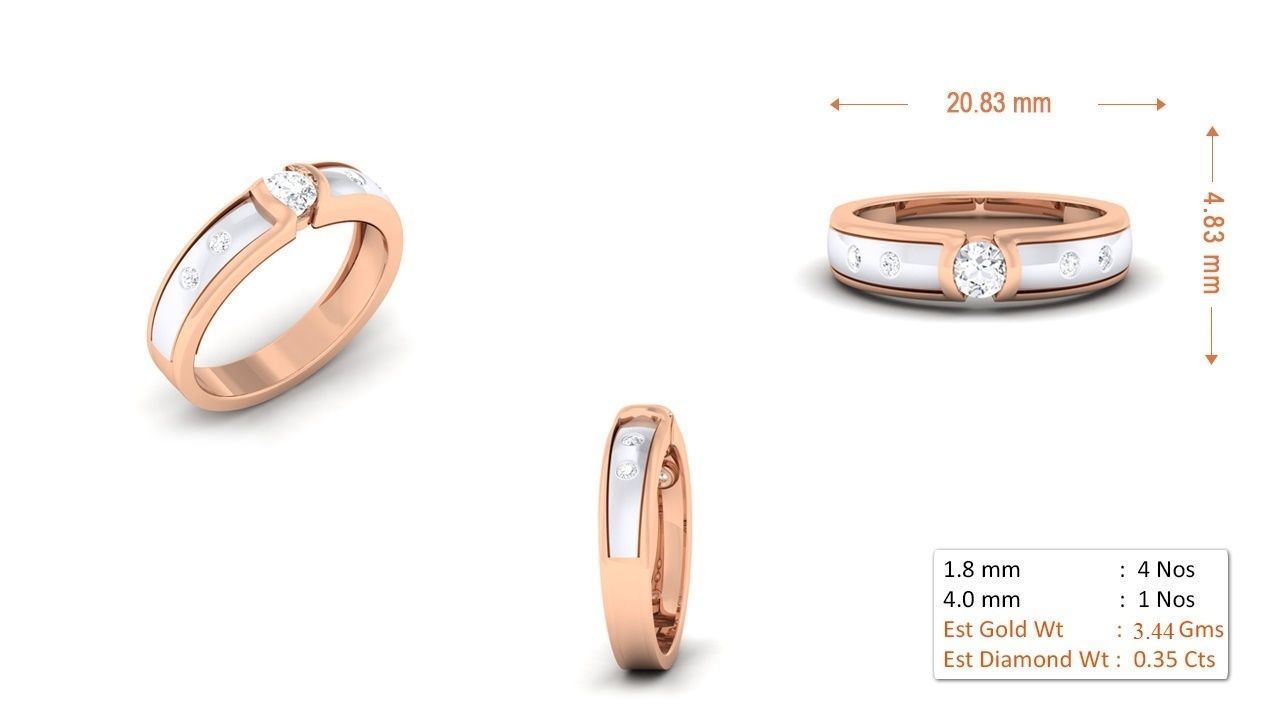 Couple Band Ring 3dm render detail 3D print model_1