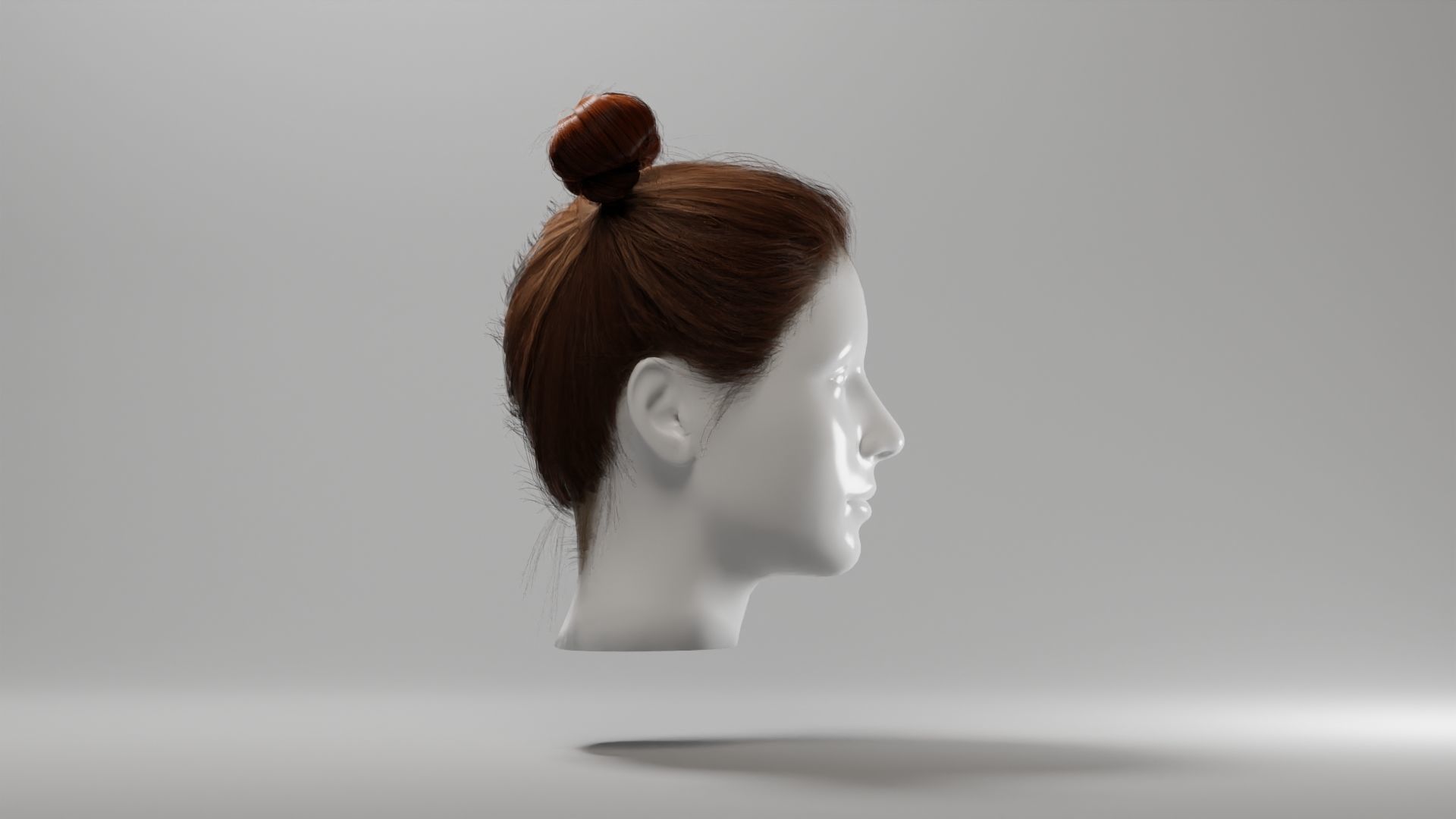 Realistic Female Hair 2 Low-poly 3D model_3