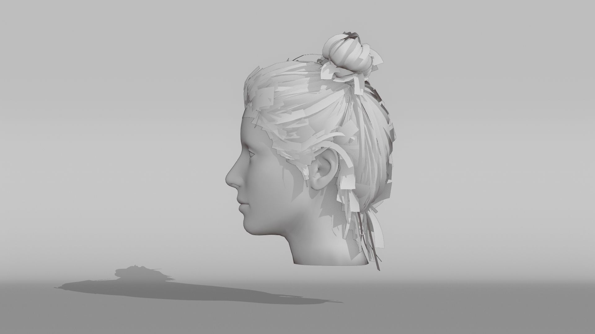 Realistic Female Hair 2 Low-poly 3D model_10