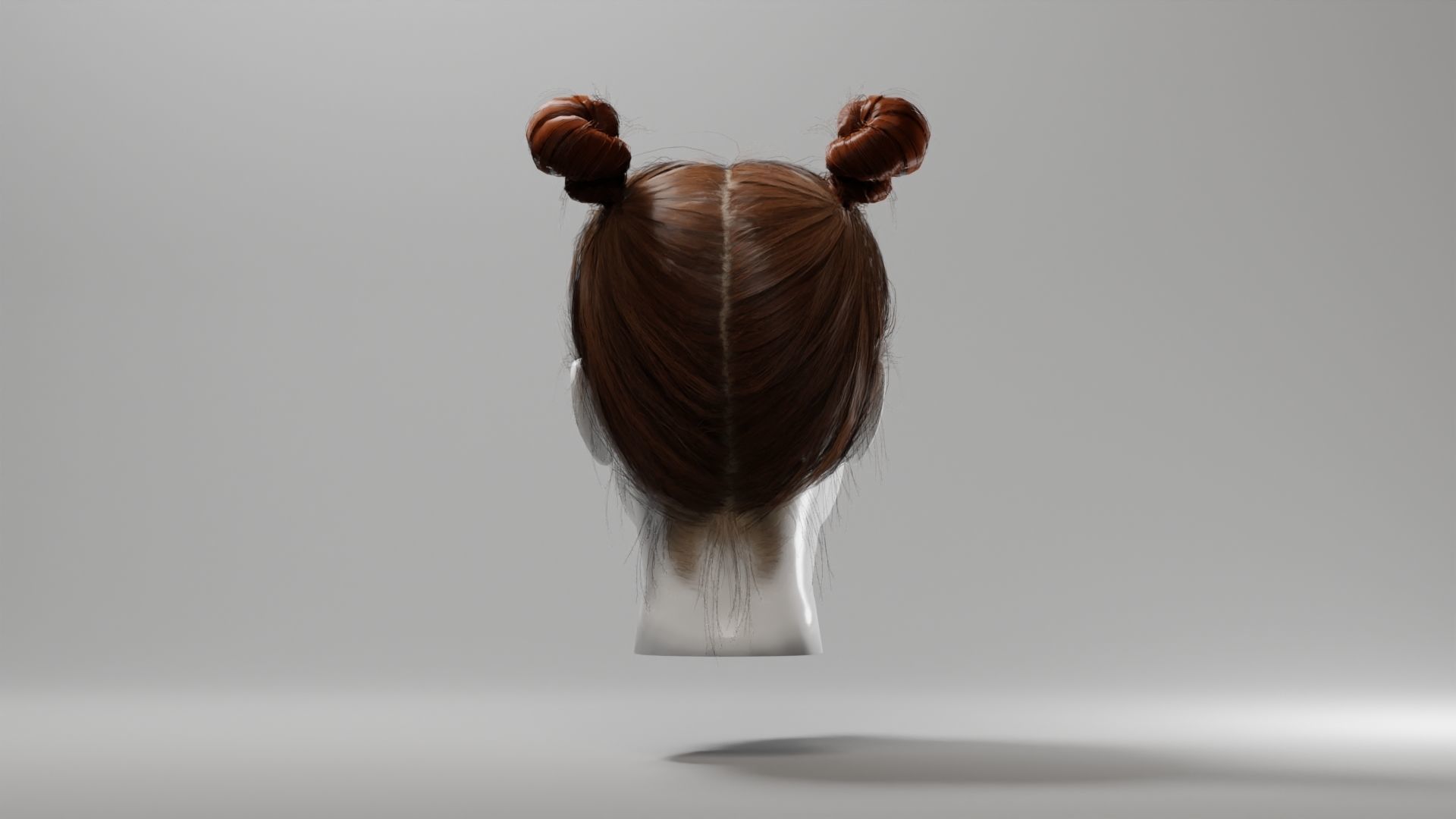 Realistic Female Hair 2 Low-poly 3D model_4