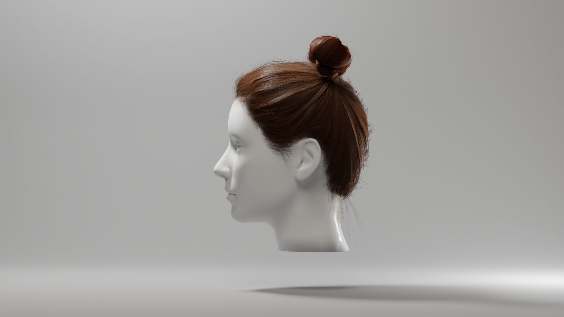 Realistic Female Hair 2 Low-poly 3D model_5