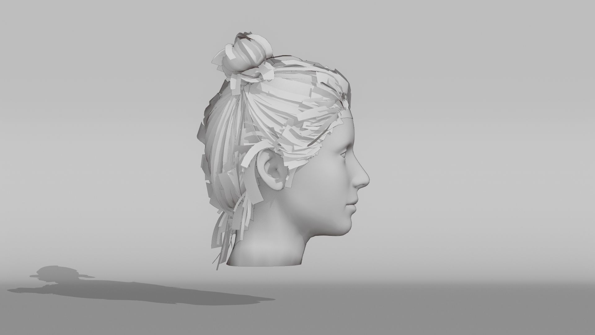 Realistic Female Hair 2 Low-poly 3D model_8