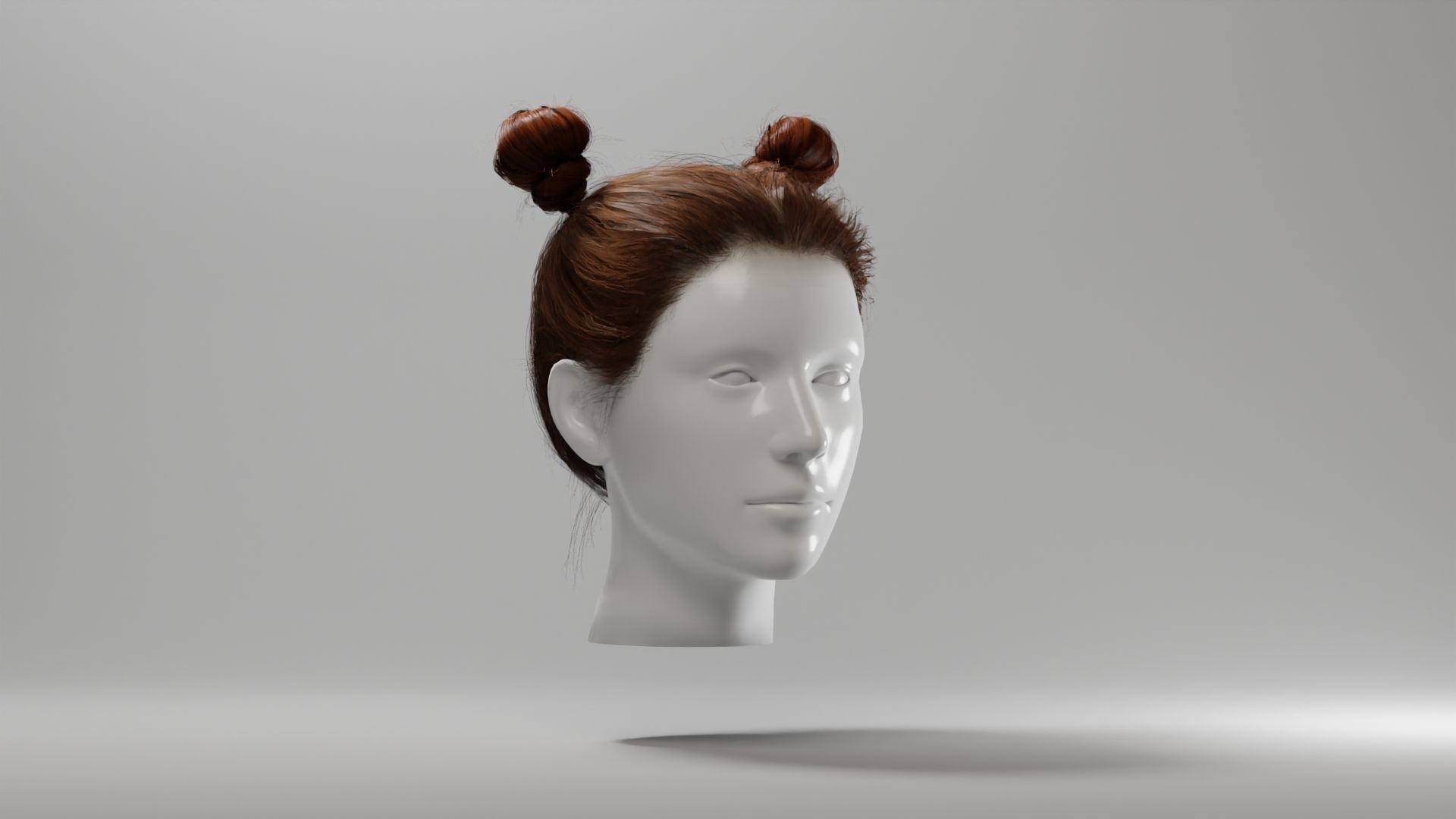 Realistic Female Hair 2 Low-poly 3D model_1