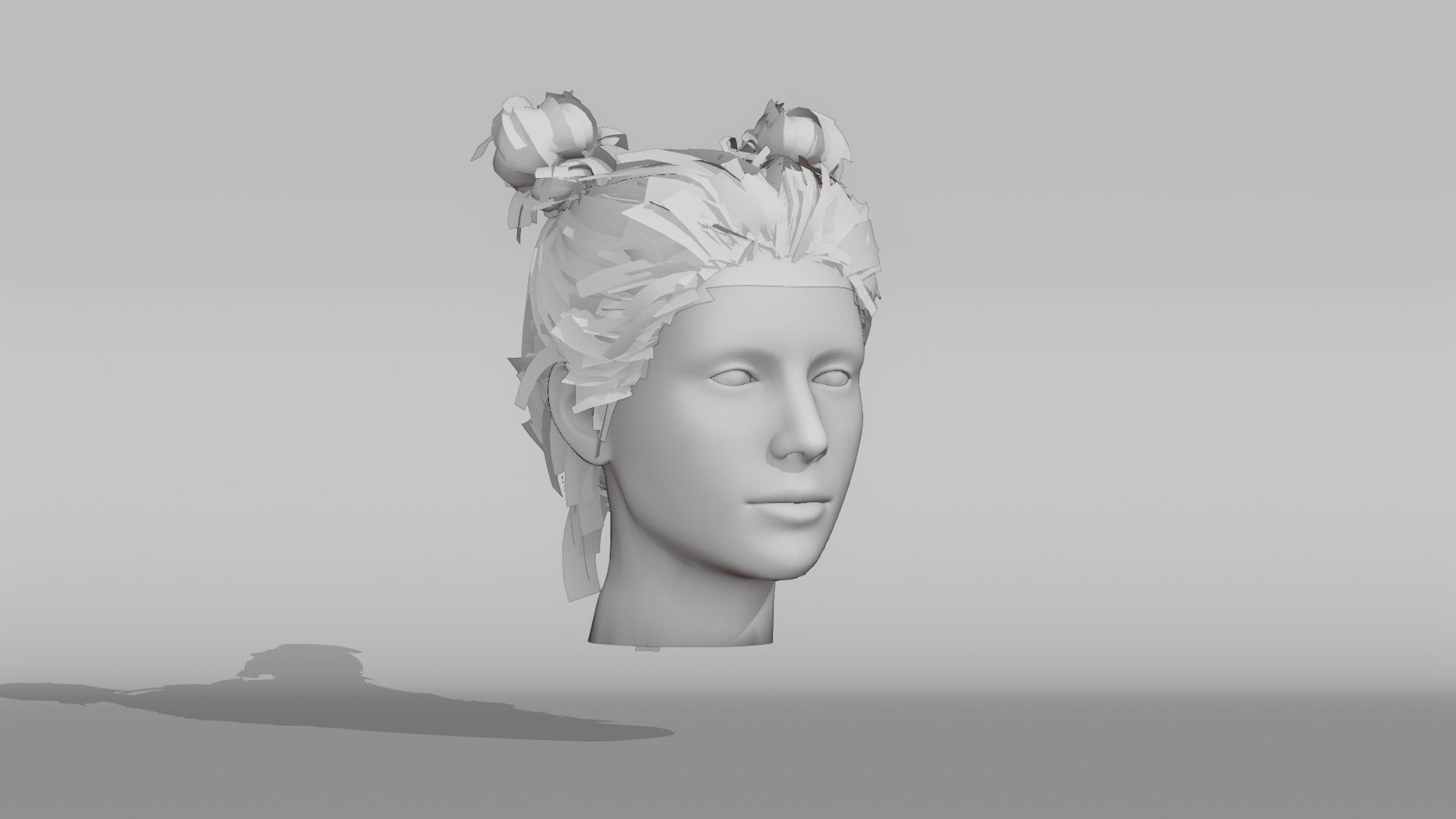 Realistic Female Hair 2 Low-poly 3D model_6