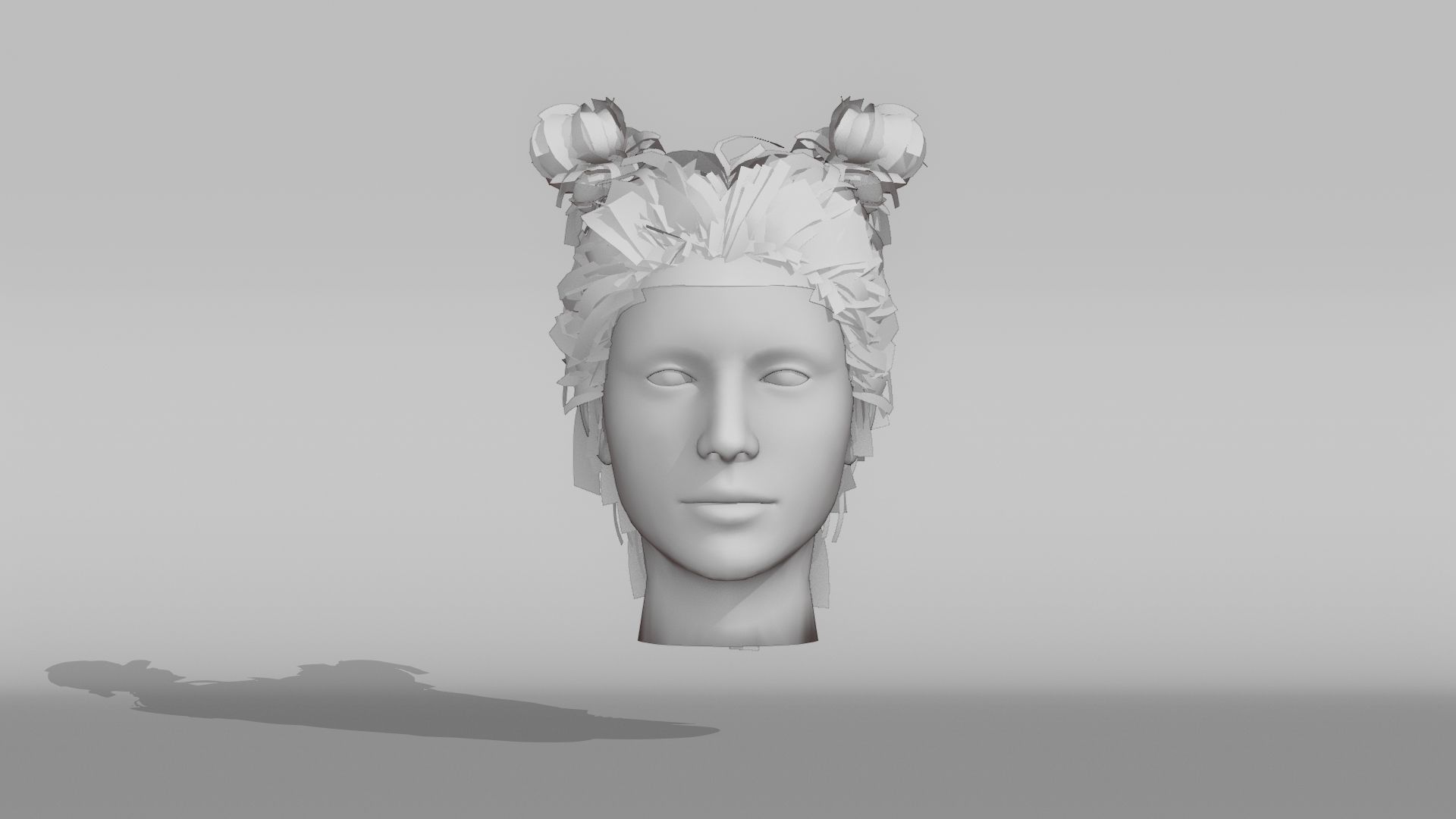 Realistic Female Hair 2 Low-poly 3D model_7