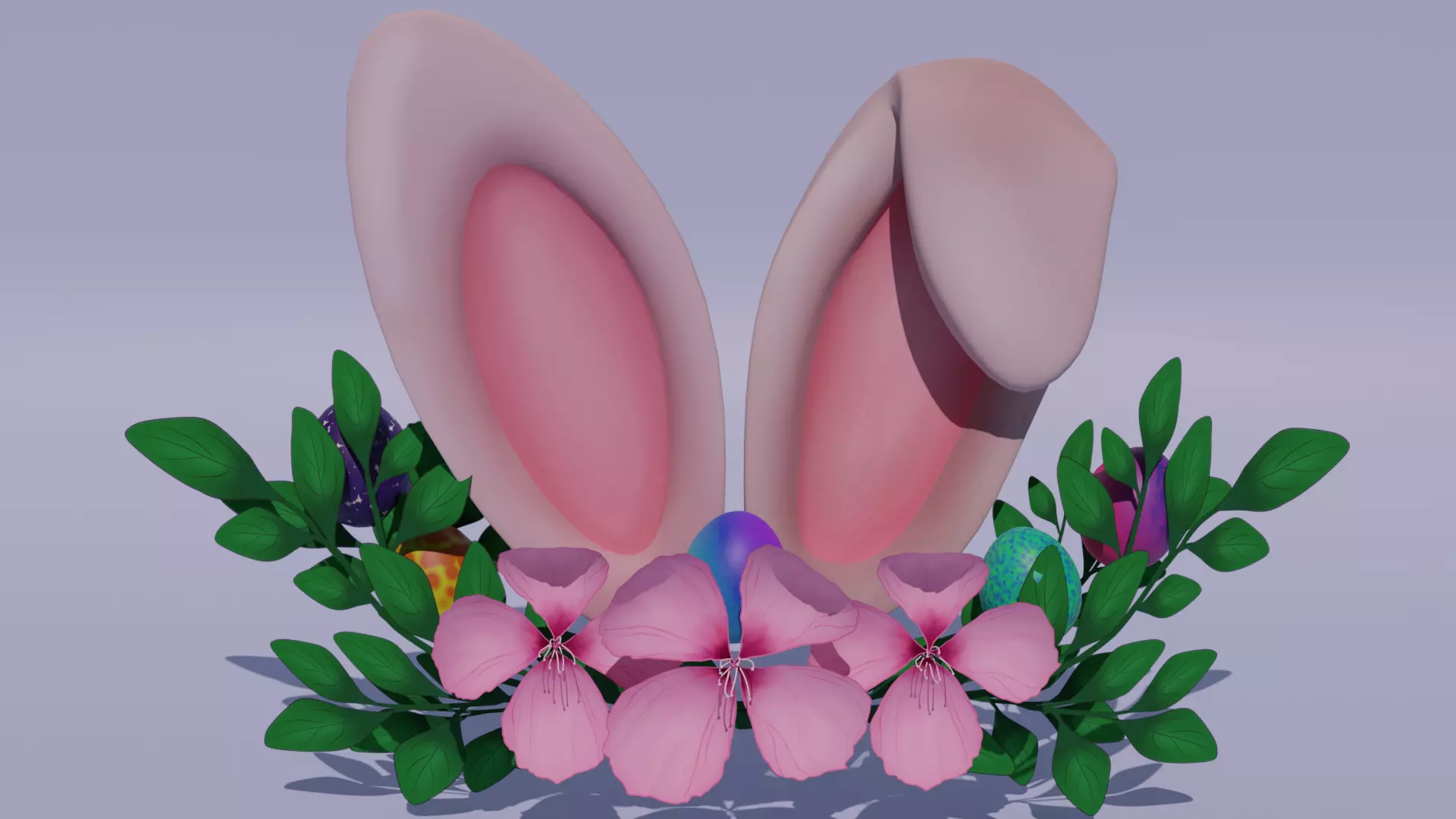 Easter Bunny Ears Wreath Low-poly 3D model_0
