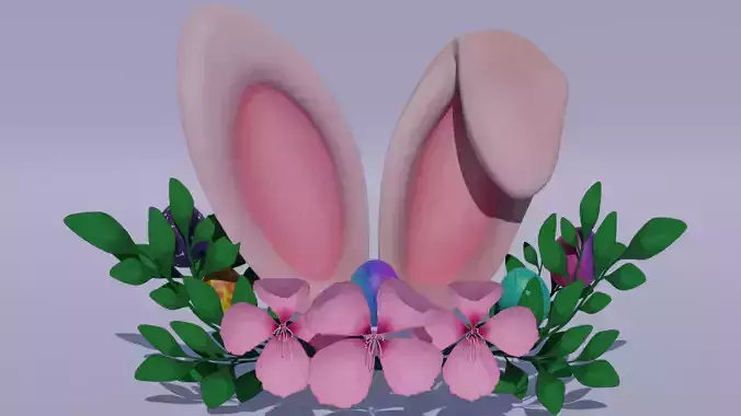Easter Bunny Ears Wreath Low-poly 3D model