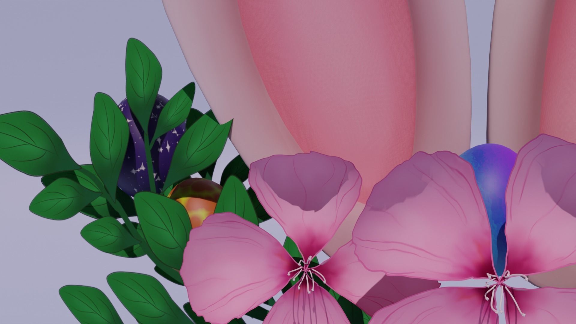 Easter Bunny Ears Wreath Low-poly 3D model_5