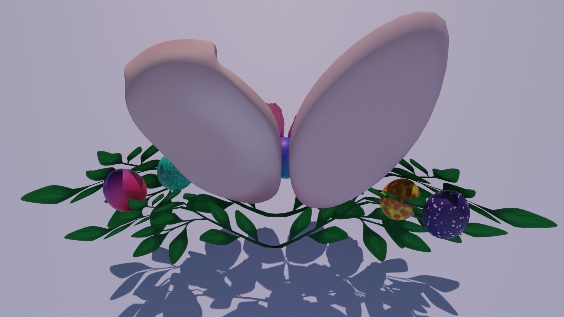 Easter Bunny Ears Wreath Low-poly 3D model_3