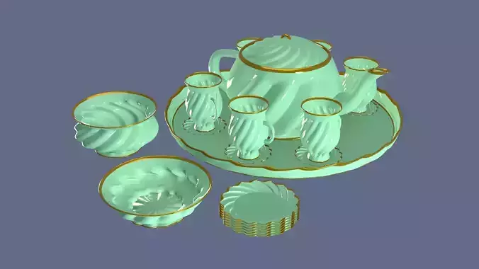 Green Porcelain Tea Set