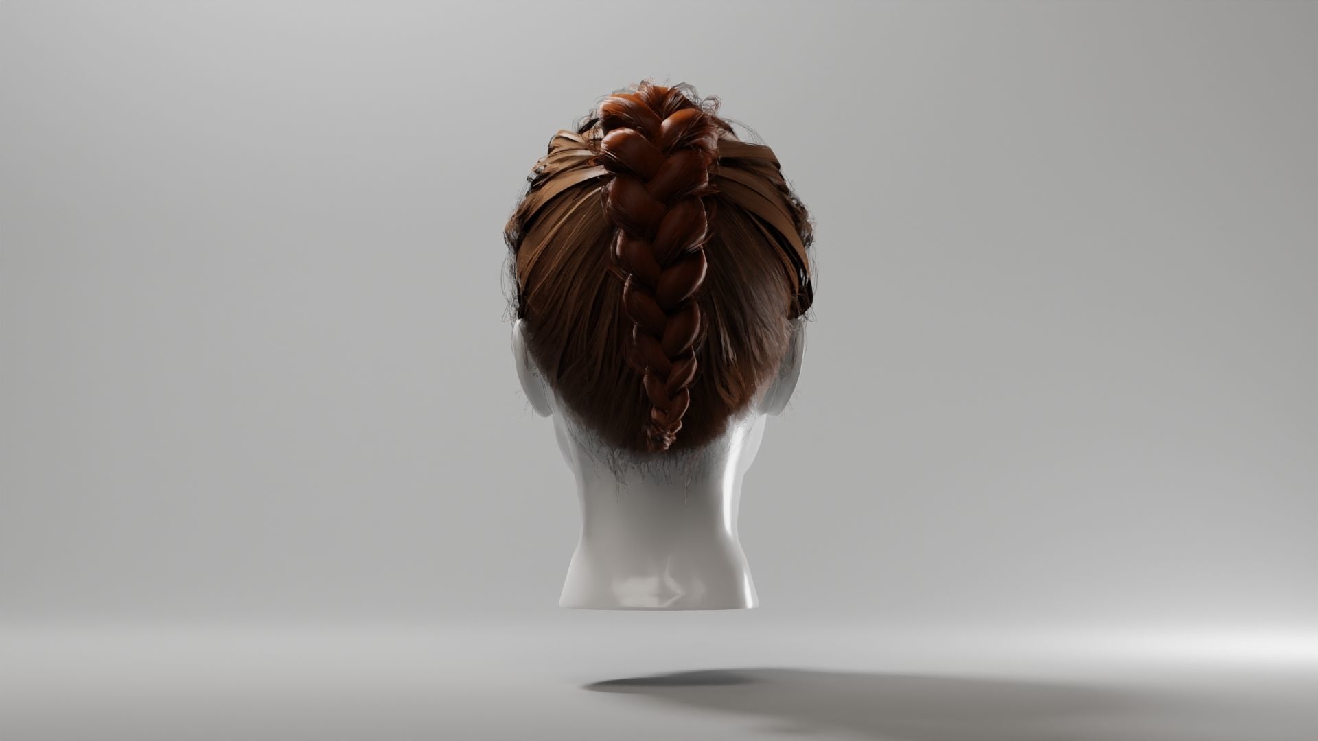 Realistic Female Hair 3 Low-poly 3D model_4