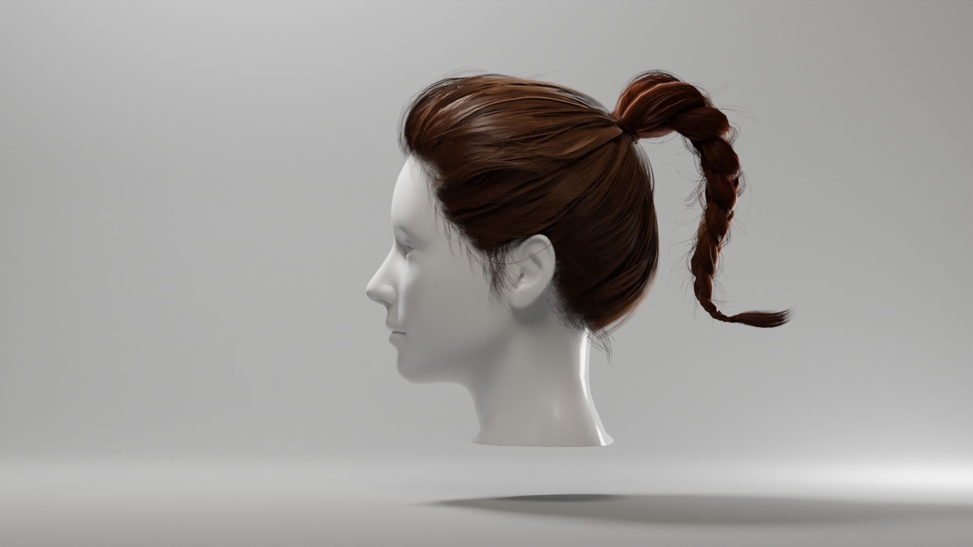 Realistic Female Hair 3 Low-poly 3D model_5