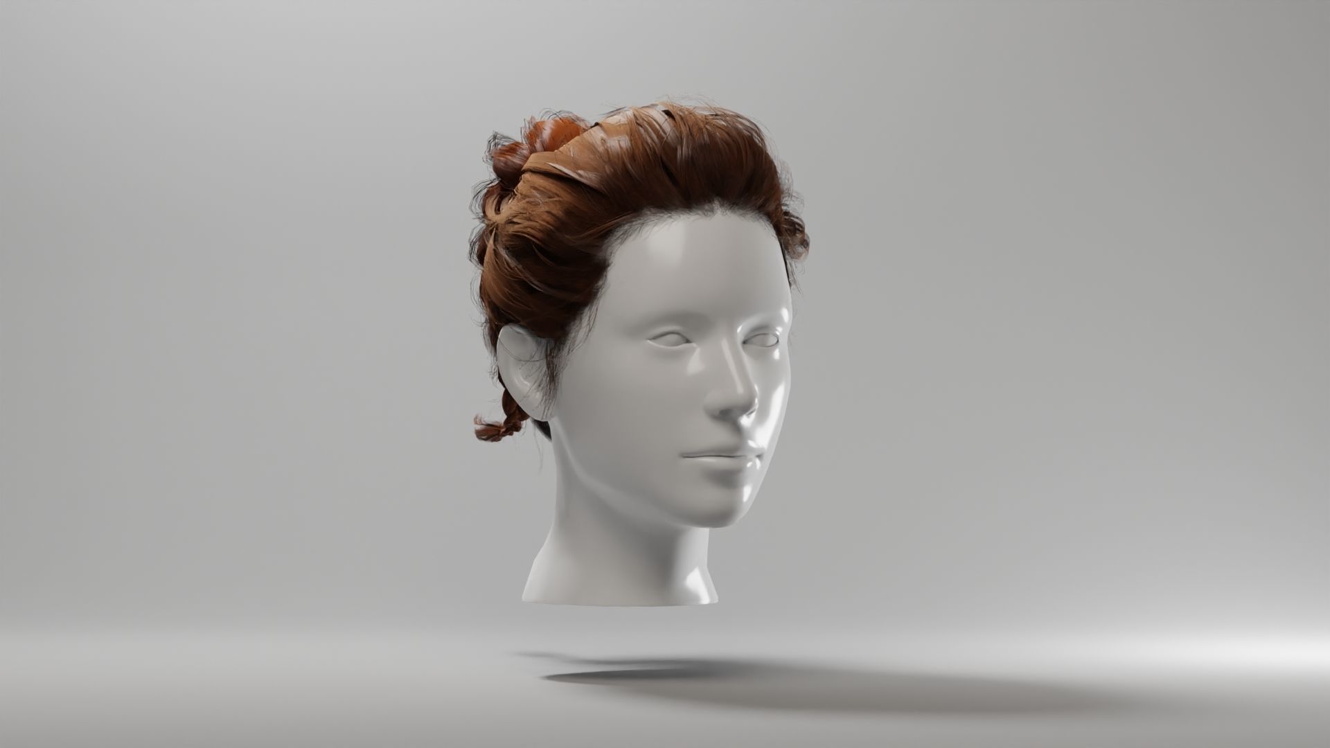 Realistic Female Hair 3 Low-poly 3D model_1