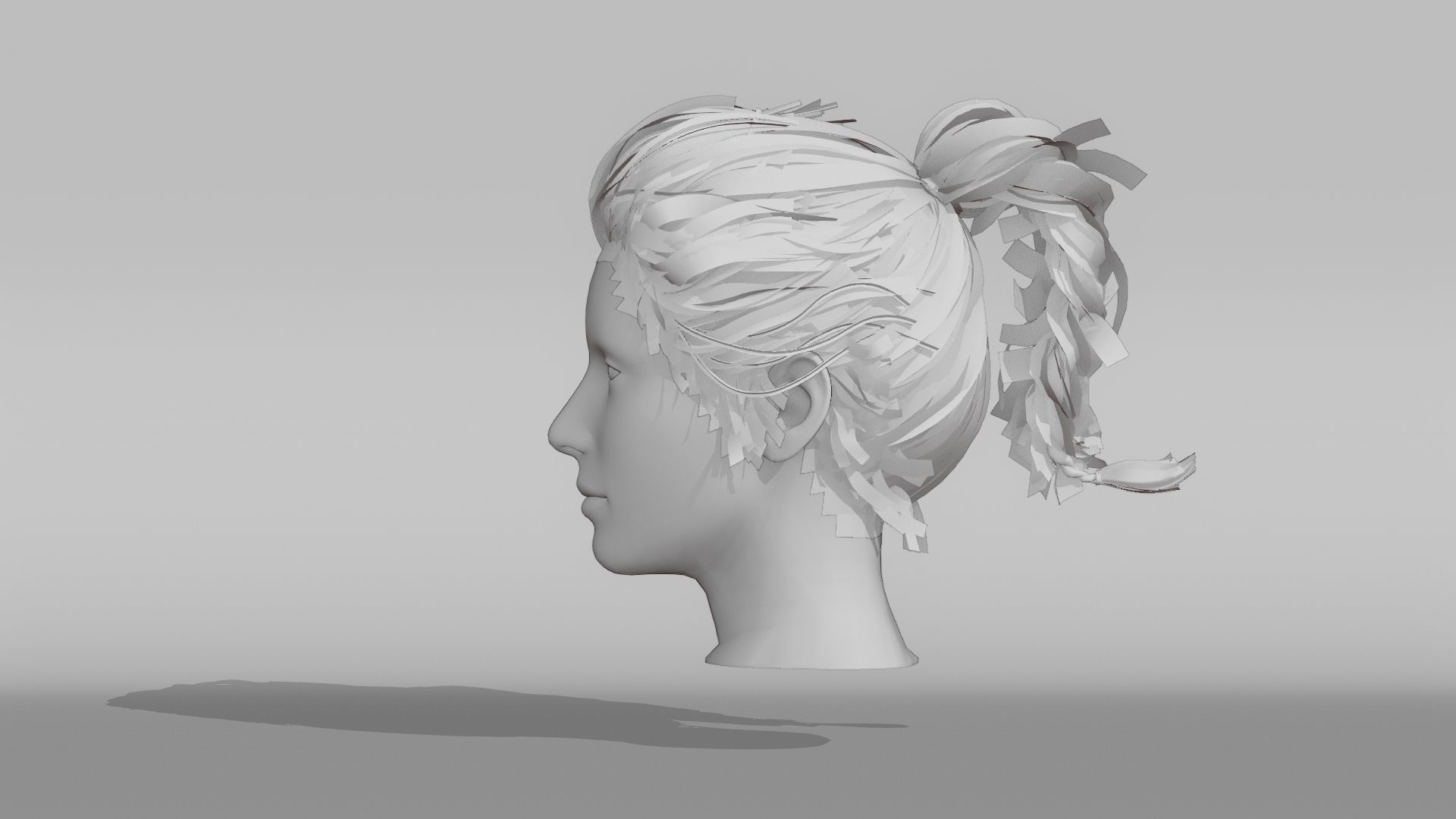Realistic Female Hair 3 Low-poly 3D model_10