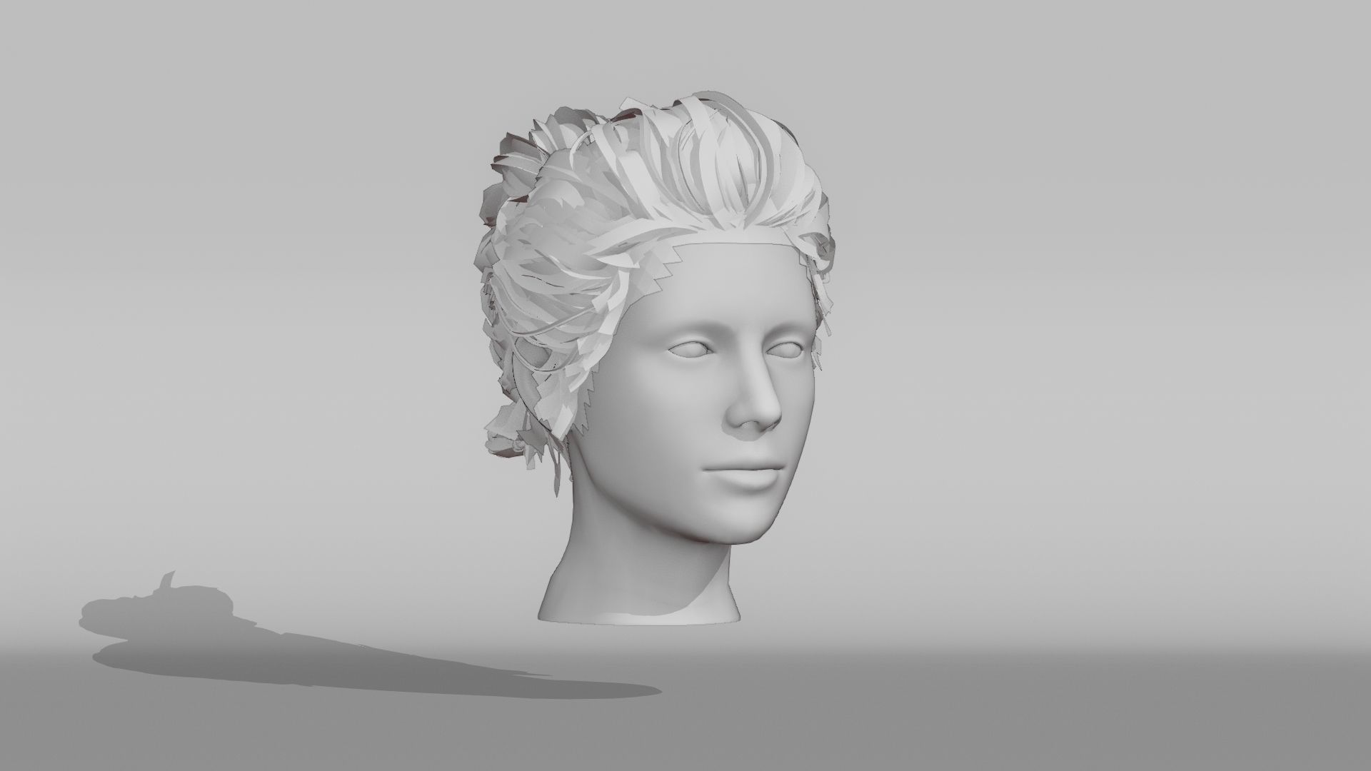 Realistic Female Hair 3 Low-poly 3D model_8
