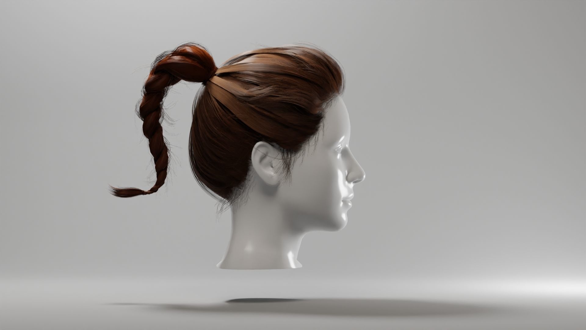 Realistic Female Hair 3 Low-poly 3D model_3