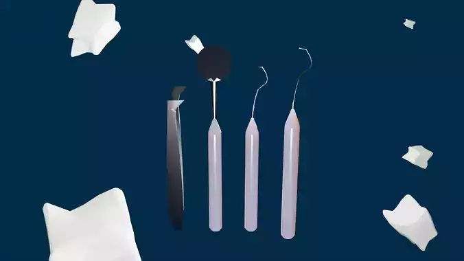 Medical Dental Tool Kit Low Poly