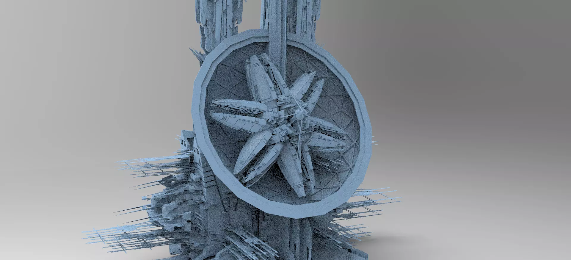 Sci Fi Wraith Satellite base 2 3D model_0