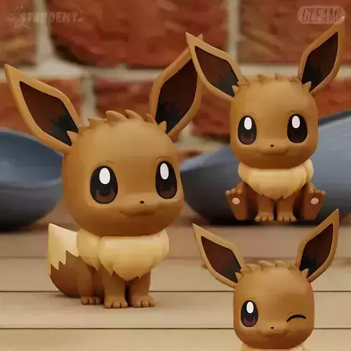 EEVEE 2 DIFFERENT MODELS CHIBI CUTE no supports 3D print model