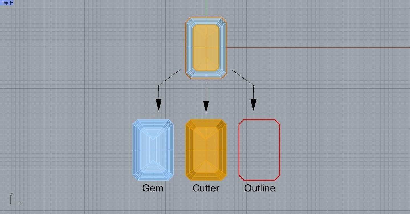 Emerald-Cut Gem Model for Rhino Free 3D model_4