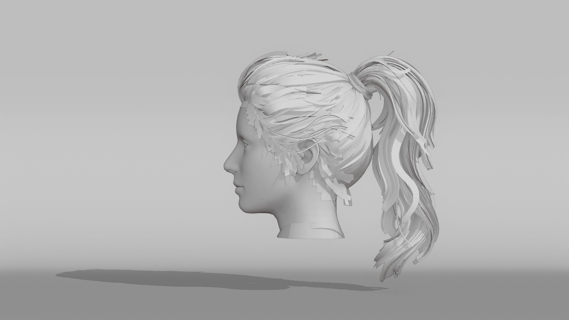 Realistic Female Hair 4 Low-poly 3D model_10