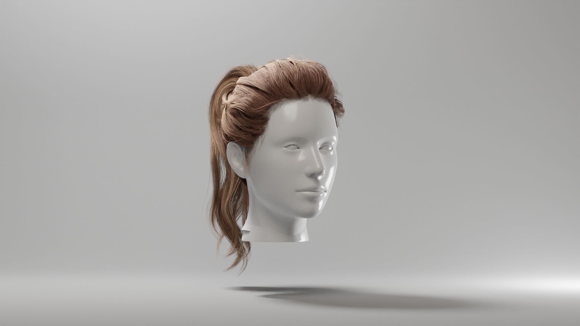 Realistic Female Hair 4 Low-poly 3D model_1