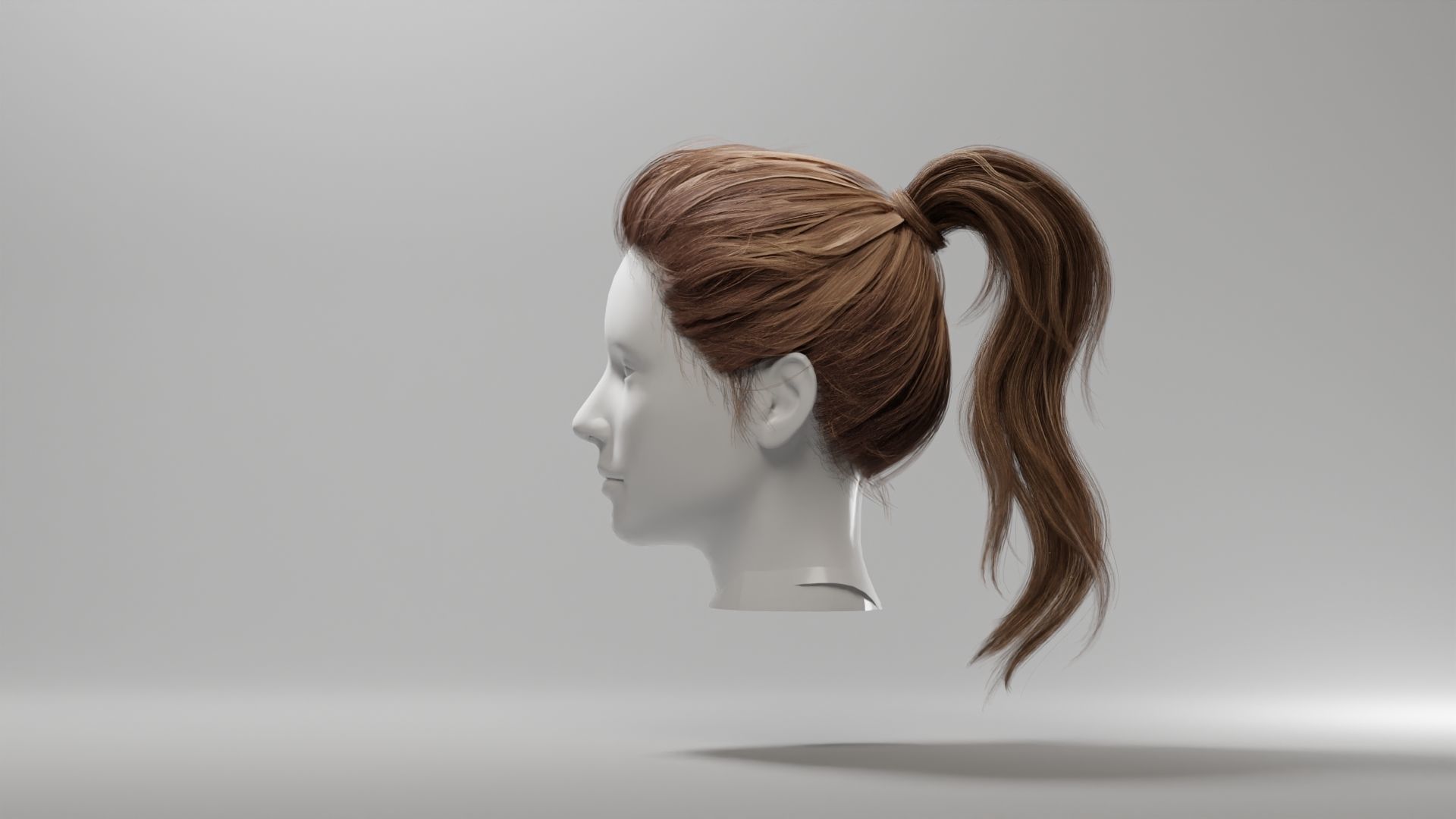 Realistic Female Hair 4 Low-poly 3D model_5