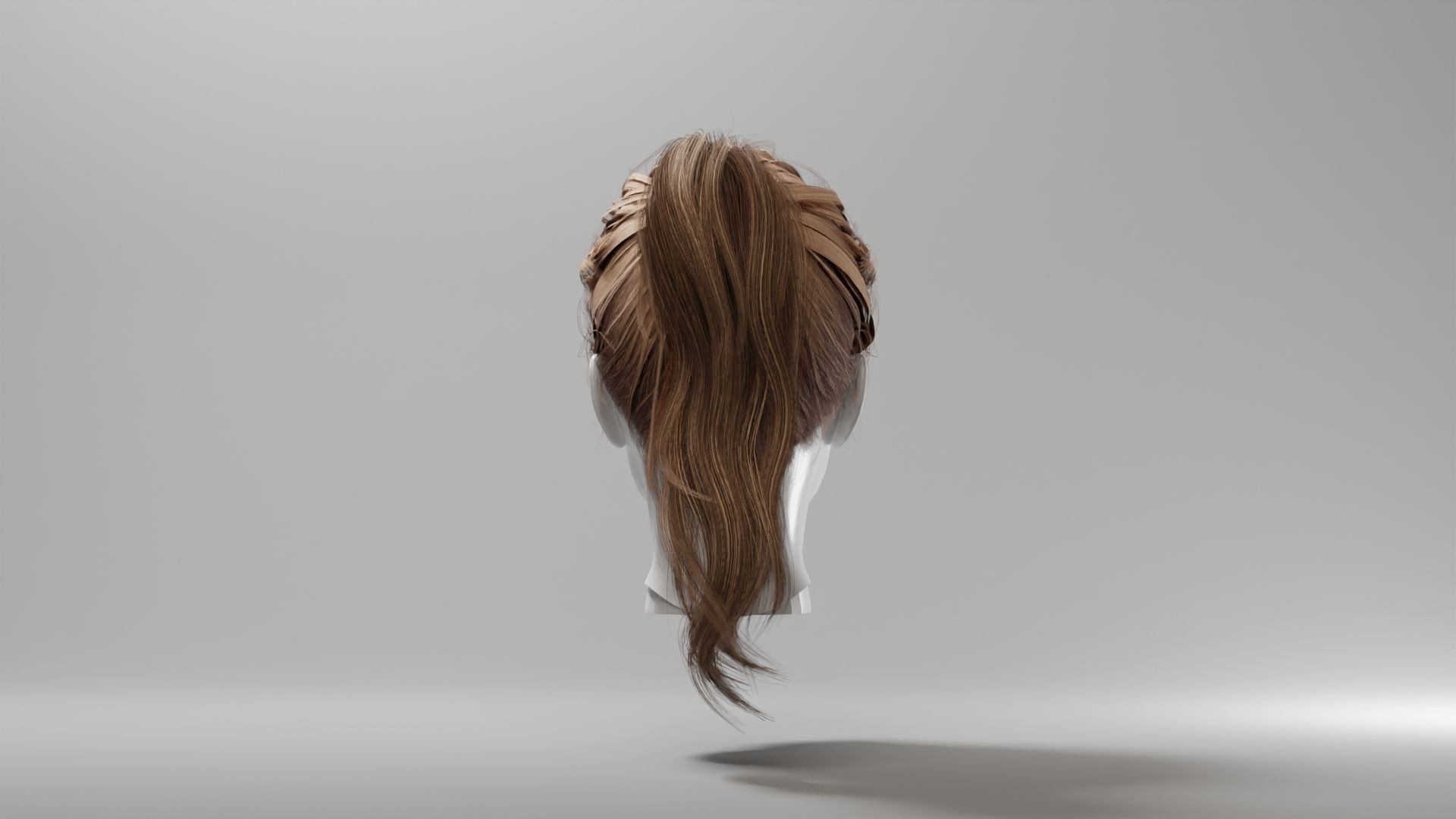 Realistic Female Hair 4 Low-poly 3D model_4