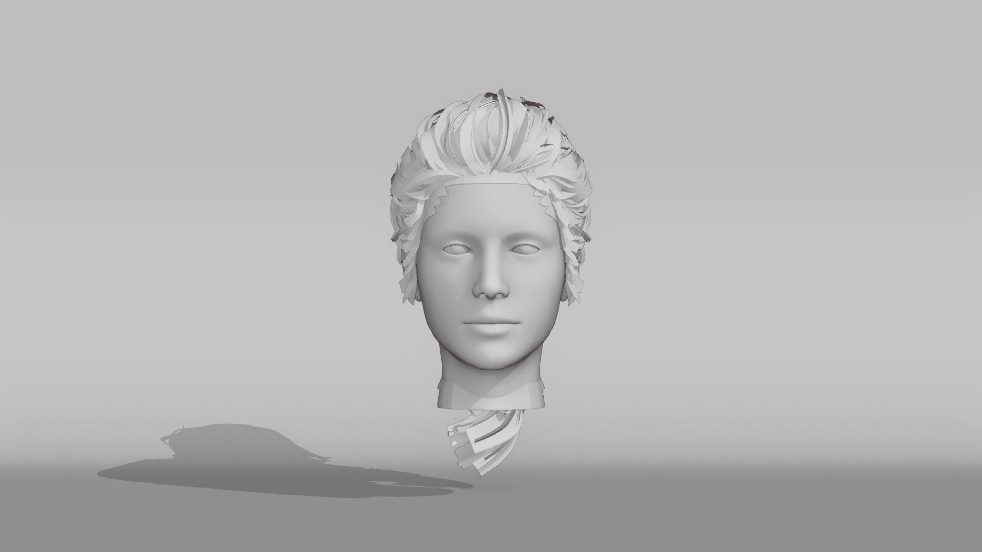 Realistic Female Hair 4 Low-poly 3D model_7