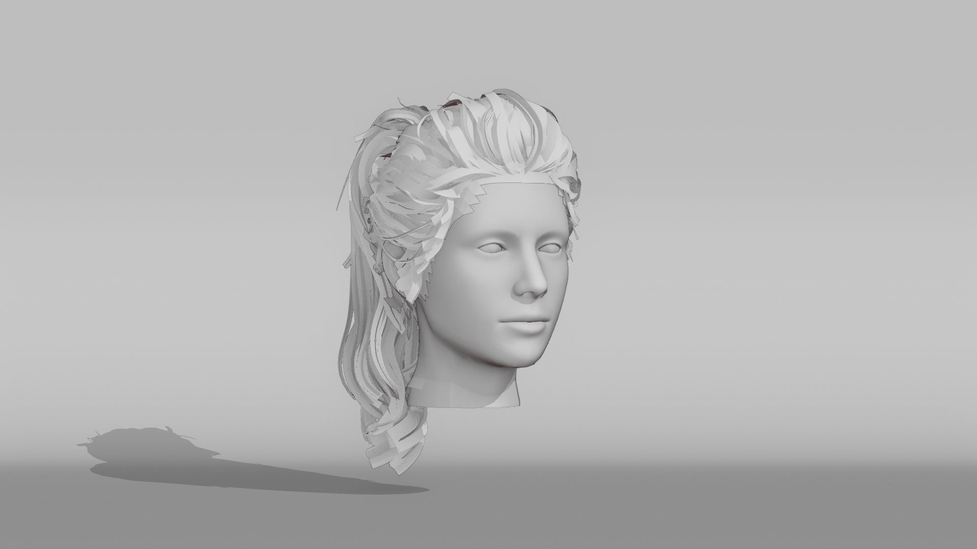 Realistic Female Hair 4 Low-poly 3D model_6