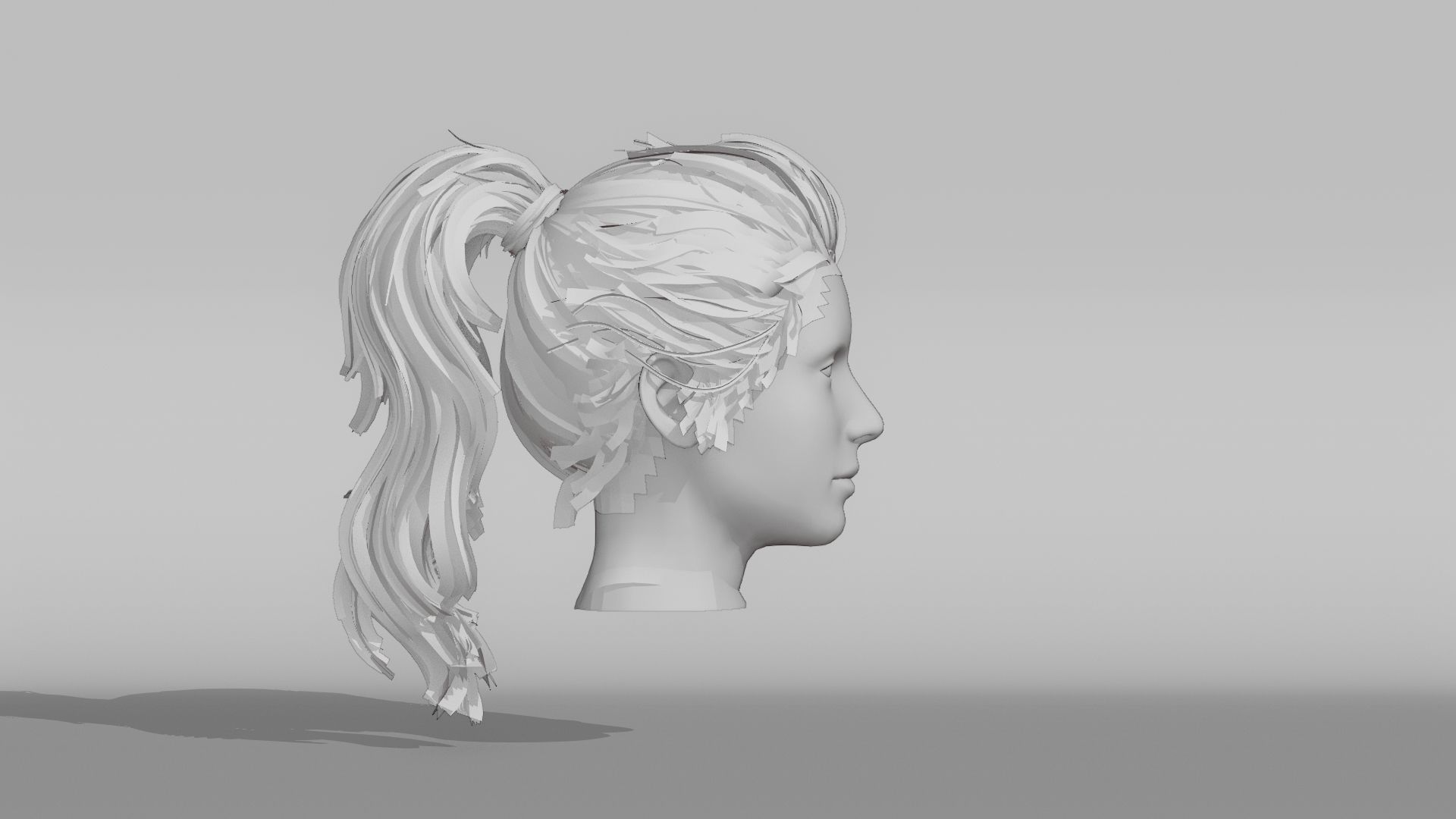 Realistic Female Hair 4 Low-poly 3D model_8