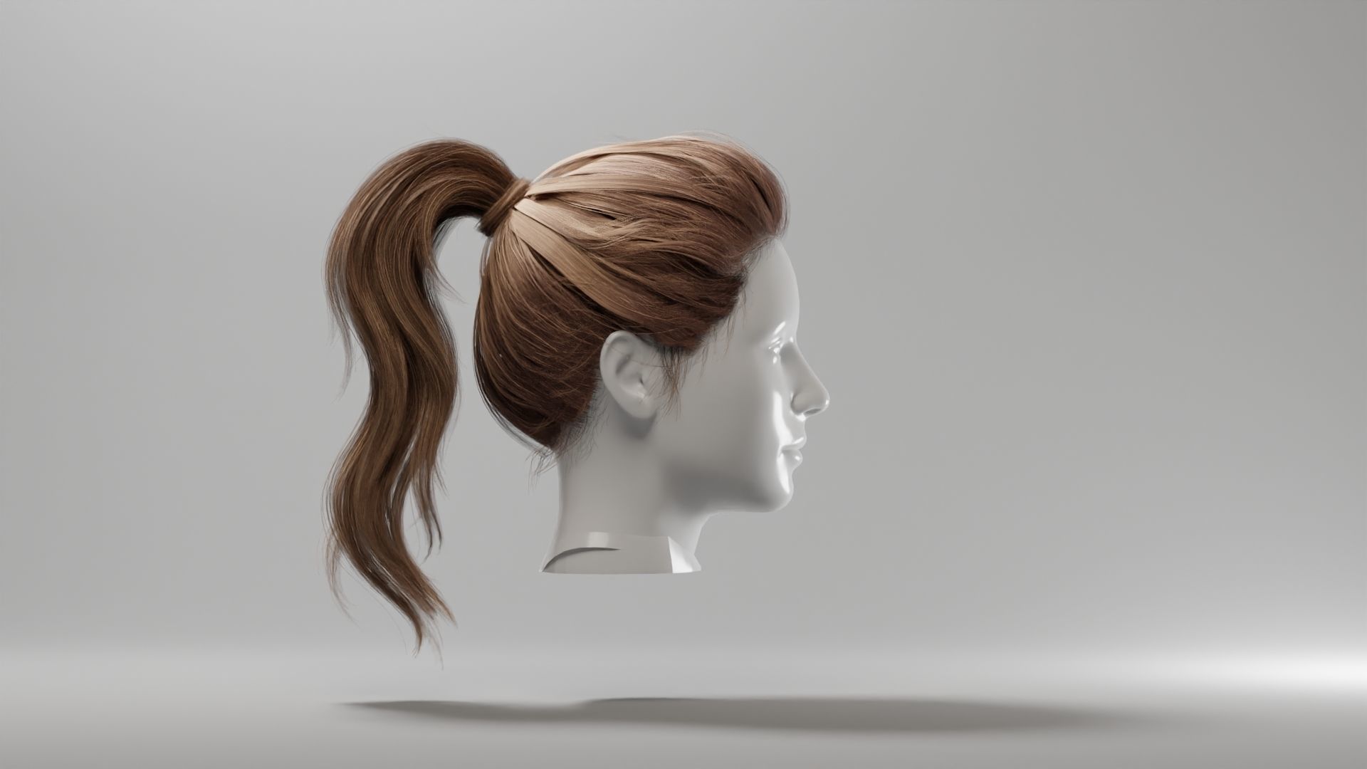 Realistic Female Hair 4 Low-poly 3D model_3