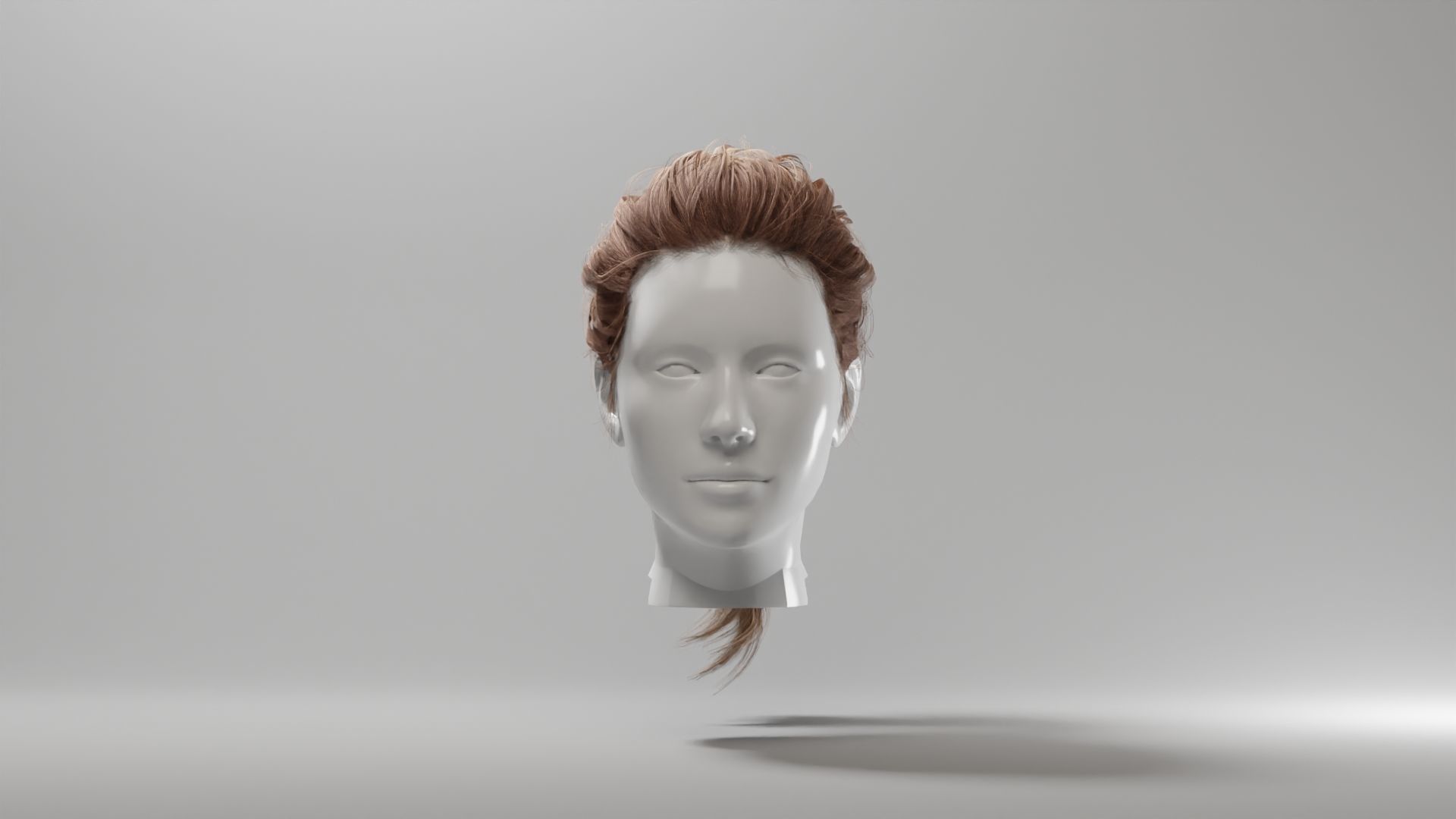 Realistic Female Hair 4 Low-poly 3D model_2