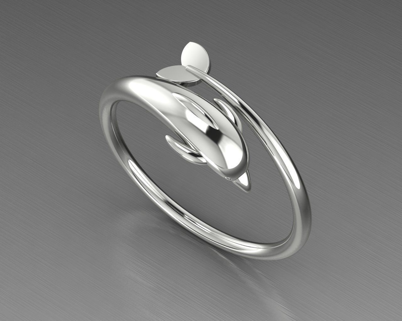 Dolphin ring 3D print model_2