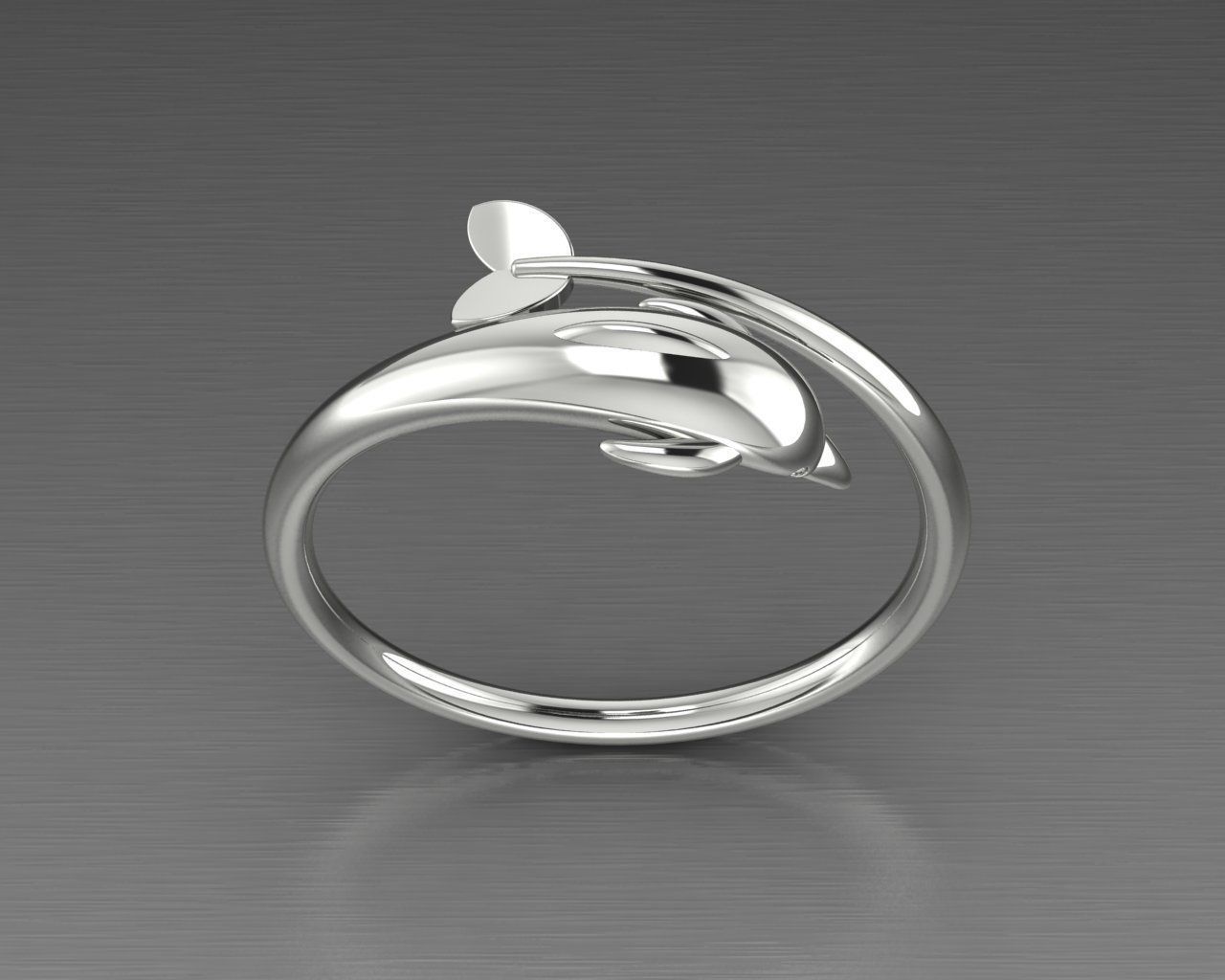 Dolphin ring 3D print model_5